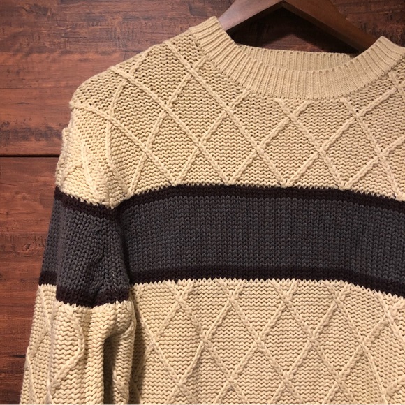 Vintage Troy Hill Gray Stripe Crew Neck Pullover Knit Sweater Preppy XL #527-16 - Picture 2 of 6